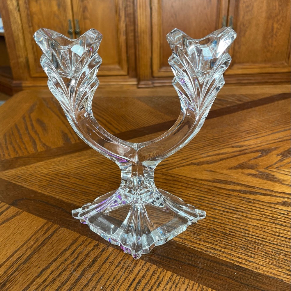 Elegant Vintage Crystal Candle Holder 7”